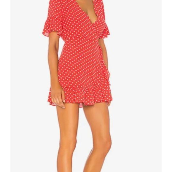 Revolve privacy please polka dot wrap mini dress - Picture 2 of 8